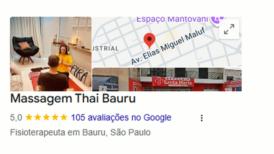 Perfil Massagem Thai Bauru no Google — 5,0 estrelas